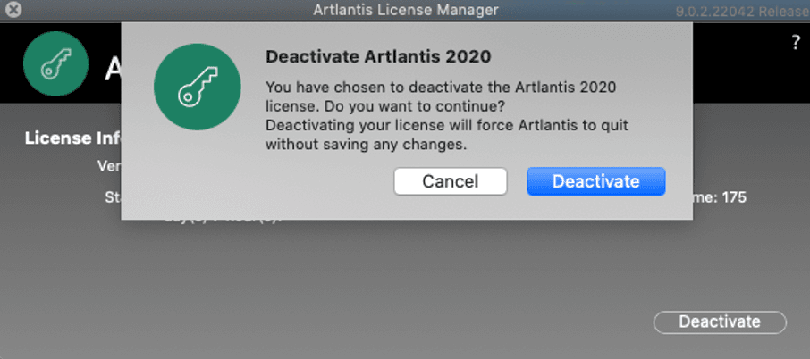 Artlantis - dezaktywacja licencji