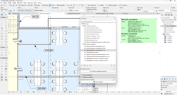 Archicad 28 - struktura folderów i adnotacje na rzucie