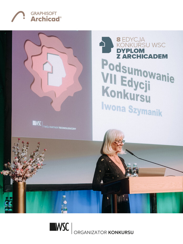 Iwona Szymanik podczas wręczenia nagród w OW SARP podczas gali Dyplomu z Archicadem organizowanego przez WSC