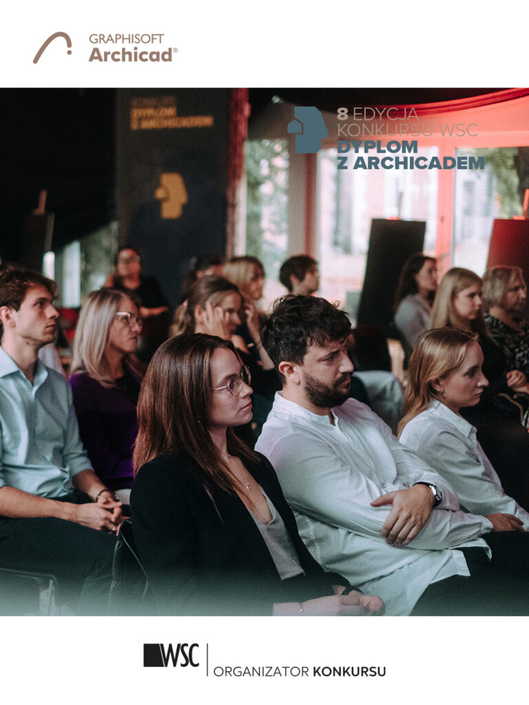 Uczestnicy podczas wręczenia nagród podczas gali Dyplomu z Archicadem w OW SARP organizowanego przez WSC