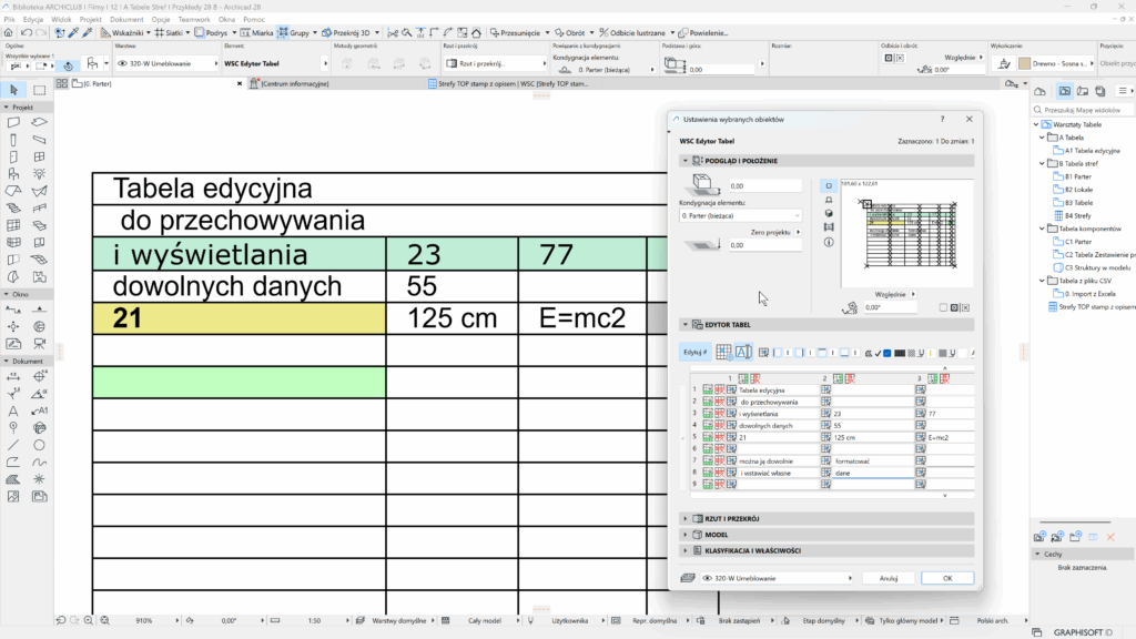Archicad-Biblioteka-Archiclub-zestawienie-edytor-tabel